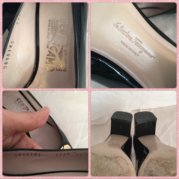 SALVATORE FERRAGAMO BLACK PATENT PUMPS SZ-36.5 - Picture 8 of 8